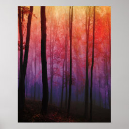 Fluisterende bossen, bomen bos landschapskunst poster