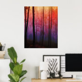 Fluisterende bossen, bomen bos landschapskunst poster (Thuiskantoor)