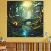 Fluisterende Bossen: Een paddenstoel sprookjesbos Canvas Afdruk (Insitu (Woonkamer))