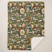 Fluisterende Bossen: Naadloze paddenstoelenpatroon Sherpa Deken (Voorkant)