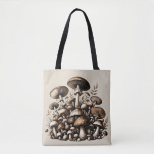 Fluisterende Bossen: Naadloze paddenstoelenpatroon Tote Bag