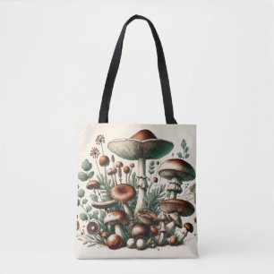 Fluisterende Bossen: Naadloze paddenstoelenpatroon Tote Bag