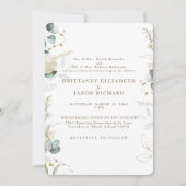 Fluisterende Elegantie Botanische Witte Bruiloft Kaart (Voorkant)