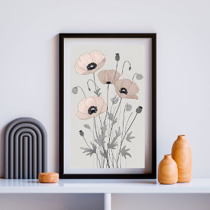 Fluisterende Papavers IV – Elegante Wilde Bloem Bo Poster