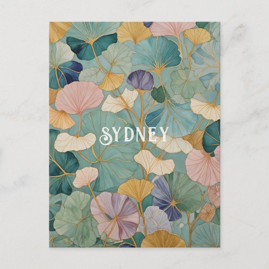 Fluisterende Pastel Gingko Briefkaart (Voorkant)