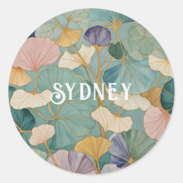 Fluisterende Pastel Gingko Ronde Sticker