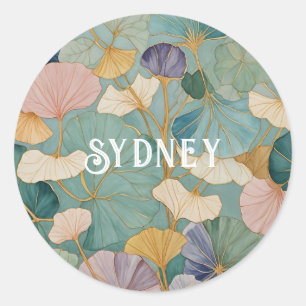 Fluisterende Pastel Gingko Ronde Sticker