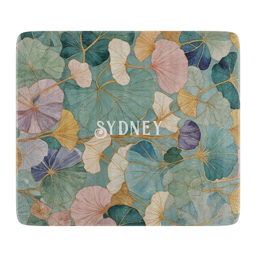 Fluisterende Pastel Gingko Snijplank (Voorkant)