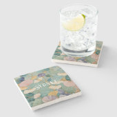 Fluisterende Pastel Gingko Stenen Onderzetter (Zijkant)