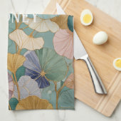 Fluisterende Pastel Gingko Theedoek (Quarter Fold)