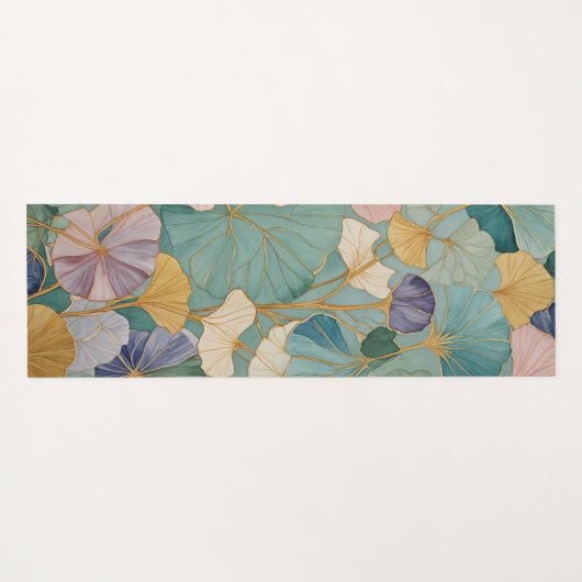 Fluisterende Pastel Gingko Yogamat (Achterkant (horizontaal))