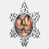 Fluisterende Snaar van de Zonsondergangsfee. Tin Sneeuwvlok Ornament (Rechts)