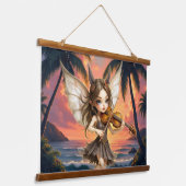 Fluisterende snaren van de zonsondergangsfee. hangend wandkleed (Gebogen)