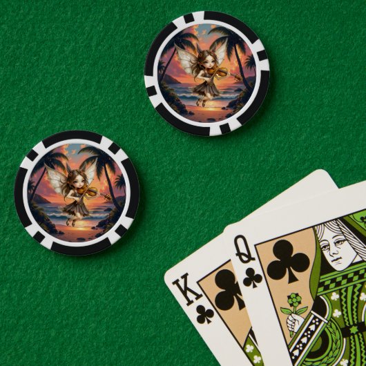 Fluisterende snaren van de Zonsondergangsfee. Poker Chips (Pokertafel (Dubbel))