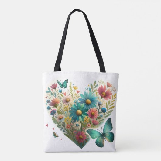 Fluisterende Wildbloemvlinders Botanisch Tote Bag (Achterkant)