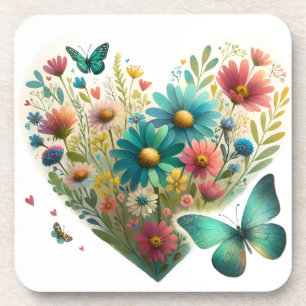 Fluisterende Wildflower Vlinders Botanisch Bier Onderzetter