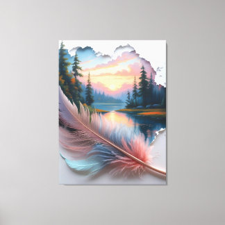 Fluistering van de Wildernis: Een Veer's Portaal n Canvas Afdruk