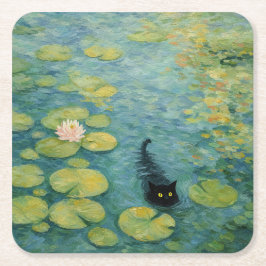 Fluisteringen bij de lelievijver – Zwarte Kat Kartonnen Onderzetters