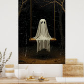 Fluisteringen in het donker, spookachtige schommel poster (Keuken)