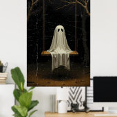 Fluisteringen in het donker, spookachtige schommel poster (Thuiskantoor)