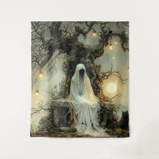 Fluisteringen onder de lantaarnboom Halloween Wandkleed (Voorkant)