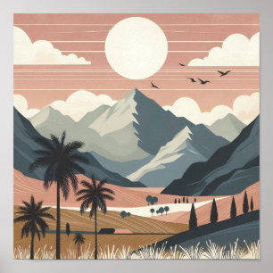 Fluisteringen van de Aarde: Een Boho Minimalistisc Poster
