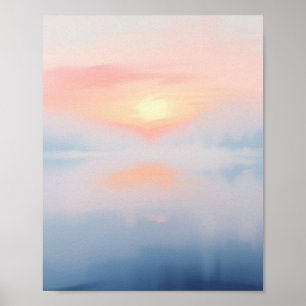 Fluisteringen van de dageraad: Pastelroze en blauw Poster