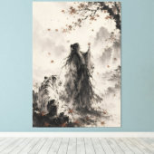 Fluisteringen van de Herfst | Witte Tijger en Zwer Canvas Afdruk (Insitu (Houten vloer))