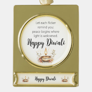 Fluisteringen van de vlam, Diwali Verguld Banner Ornament