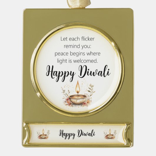 Fluisteringen van de vlam, Diwali Verguld Banner Ornament (Voorkant)
