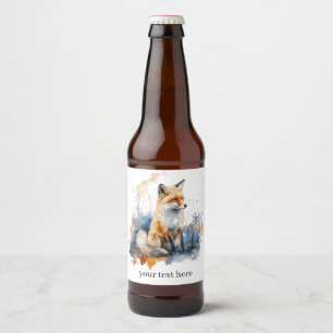 Fluisteringen van de Wilde Vos in Aquarel, op maat Bier Etiket