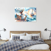 Fluisteringen van de Zee bij Zonsondergang Canvas Afdruk (Insitu (Slaapkamer))