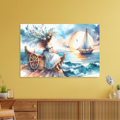 Fluisteringen van de Zee bij Zonsondergang Canvas Afdruk (Insitu (Woonkamer))