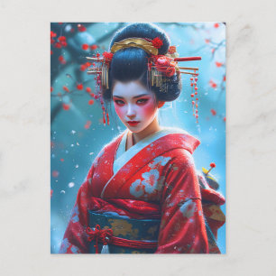 Fluisteringen van een scharlaken Maiko Briefkaart