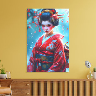 Fluisteringen van een scharlaken Maiko Canvas Afdruk
