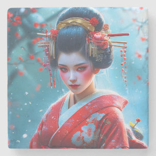 Fluisteringen van een scharlaken Maiko Stenen Onderzetter