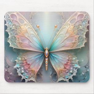 Fluisteringen van kleur: pastel fractale vlinder d muismat