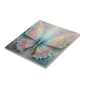 Fluisteringen van kleur: pastel fractale vlinder d tegeltje (Zijkant)