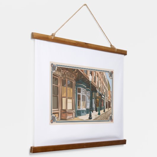 Fluisteringen van Old Town Wood Topped Wall Tapest Hangend Wandkleed (Gebogen)