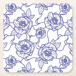 Fluisteringen van Roos, Elegant Line Art Floral Pa Kartonnen Onderzetters