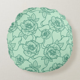 Fluisteringen van Roos, Elegant Line Art Floral Pa Rond Kussen
