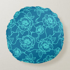Fluisteringen van Roos, Elegant Line Art Floral Pa Rond Kussen