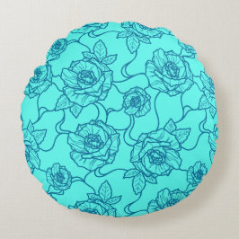 Fluisteringen van Roos, Elegant Line Art Floral Pa Rond Kussen
