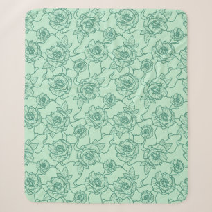Fluisteringen van Roos, Elegant Line Art Floral Pa Sherpa Deken