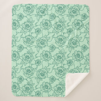 Fluisteringen van Roos, Elegant Line Art Floral Pa Sherpa Deken