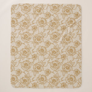 Fluisteringen van Roos, Elegant Line Art Floral Pa Sherpa Deken