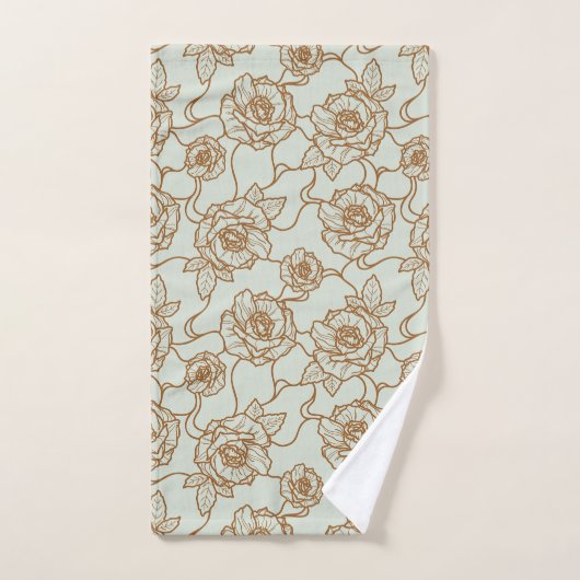 Fluisteringen van Roos, Elegante Lijnkunst Bloemmo Handdoek (Handdoek)