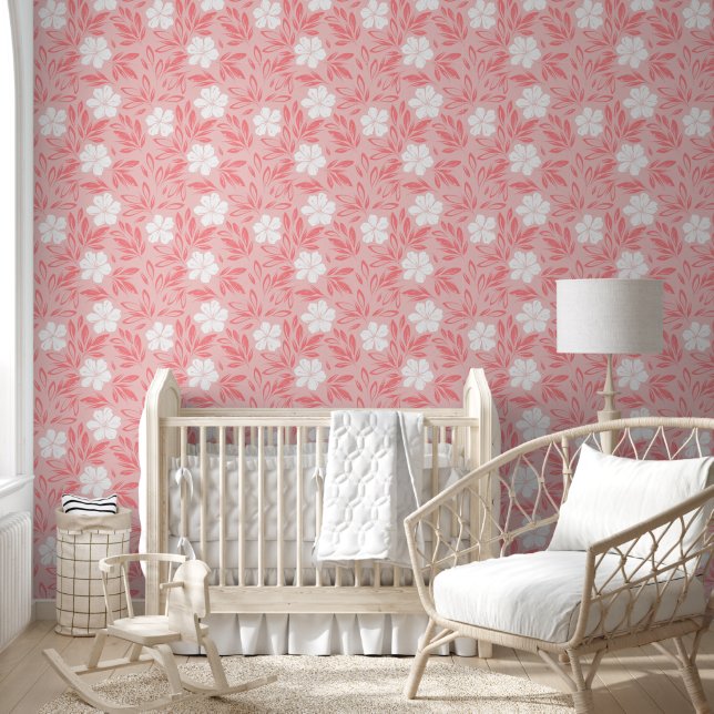 Fluisteringen van Roze Bloemen Behang (Kinderen)