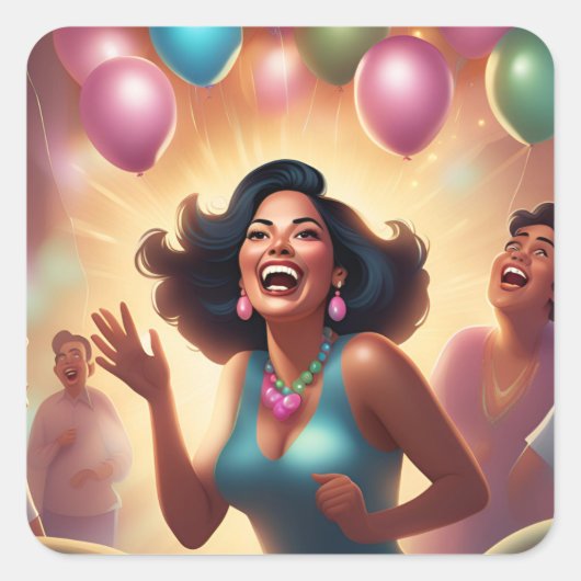 Fluisteringen van vreugde vierkante sticker (Voorkant)