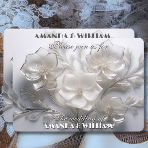 Fluisteringen van witte bloesems delicate bruiloft kaart